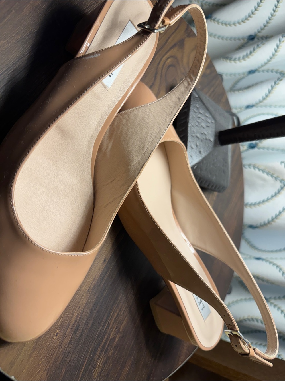 Lk Bennett low heel sling back in nude size 40